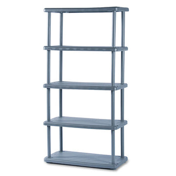 Iceberg Rough N Ready Open Storage System, Five-shelf, Blow-molded Hdpe, 36 X 18 X 74, Black freeshipping - TVN Wholesale